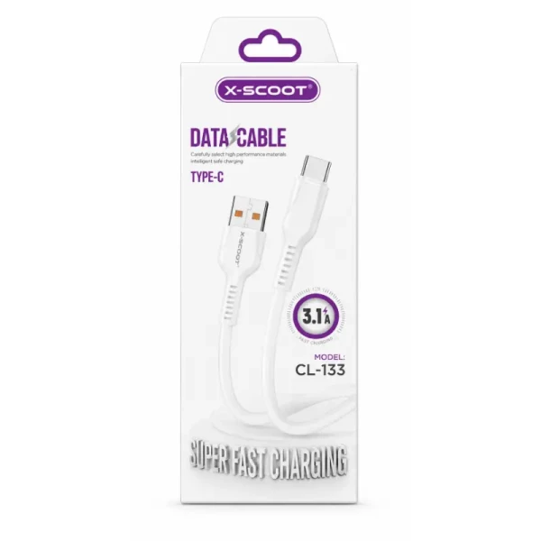 كابل إكس سكوت X-SCOOT CL-133 (USB to Type-C) بقوة 3.1A | شحن سريع وأمان ذكي