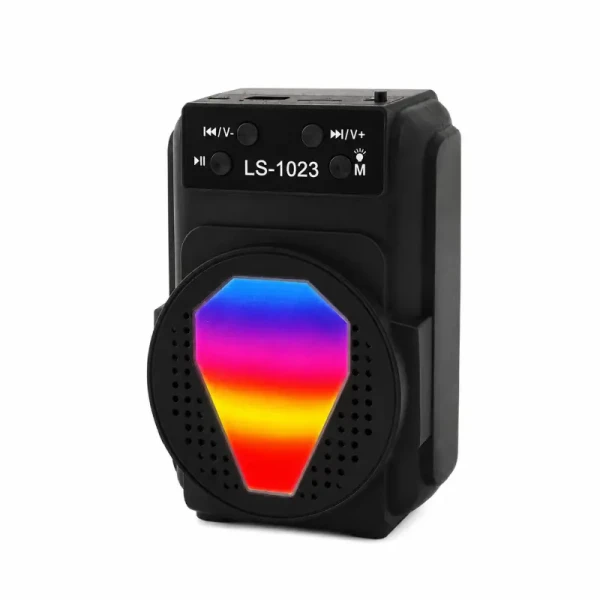 صب موبايل بلوتوث محمول LS-1023 مقاس 3 بوصة | إضاءة RGB متحركة، صوت نقي، ودعم فلاشة وكارت ميموري