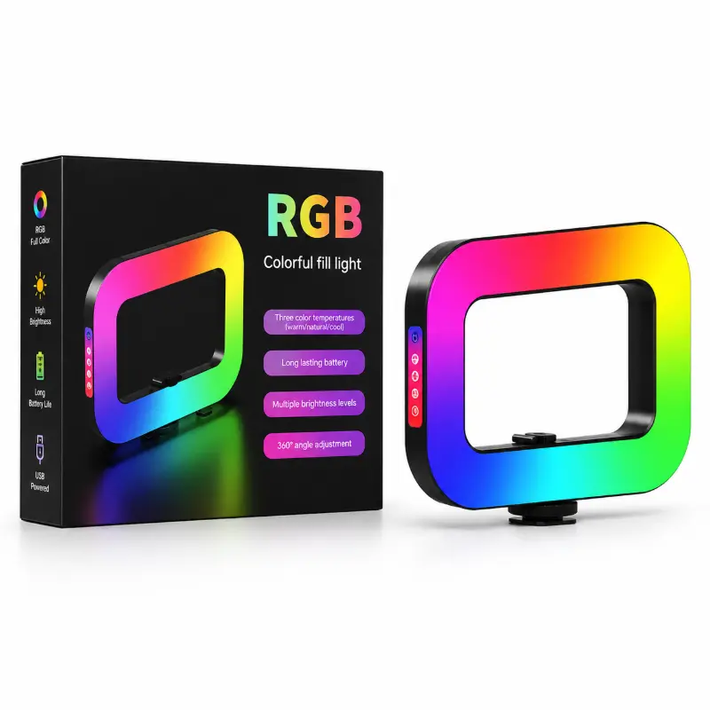 إضاءة تصوير احترافية RGB Colorful Fill Light | ألوان متعددة، 3 درجات حرارة، قابلة للشحن
